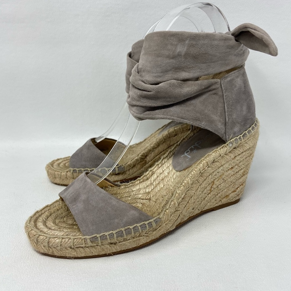 Splendid Taupe Suede Tie Up Wedge Espidrilles, Women’s Size 6.